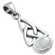 Rainbow Moon Stone Celtic Trinity Silver Pendant, p479
