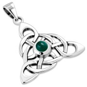 Celtic Silver Pendant set w/ Green Agate, p480
