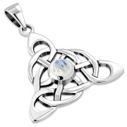 Celtic Silver Pendant set w/ Rainbow Moonstone P480RMS