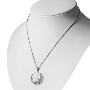 Round Celtic Knot Mother of Pearl Silver Pendant (P483MOP)