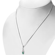 Long Green Agate Celtic Trinity Knot Silver Pendant, p484