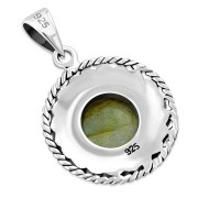 Round Labradorite Celtic Knot Silver Pendant, p485