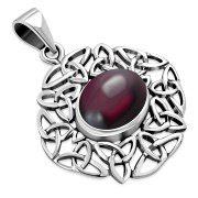 Garnet Trinity Knots Silver Pendant, p487