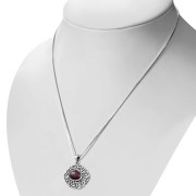 Garnet Trinity Knots Silver Pendant, p487