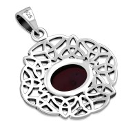 Garnet Trinity Knots Silver Pendant, p487