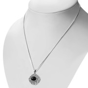Black Onyx Trinity Knots Silver Pendant, p487