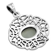 Rainbow Moonstone Trinity Knots Silver Pendant, p487