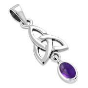 Amethyst Celtic Trinity Knot Silver Pendant, p488