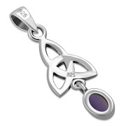 Amethyst Celtic Trinity Knot Silver Pendant, p488
