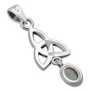 Rainbow Moonstone Celtic Trinity Knot Silver Pendant, p488