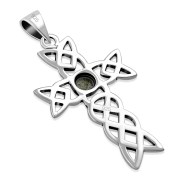 Labradorite Celtic Knot Cross Silver Pendant, p489