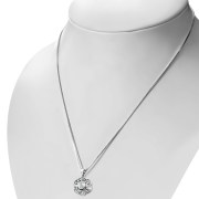 Rainbow Moonstone Round Celtic Knot Silver Pendant