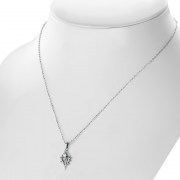 Small Silver Scottish Thistle Pendant w/ Rainbow Moonstone, p491