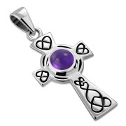 Amethyst Celtic Cross Silver Pendant, p492