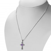Amethyst Celtic Cross Silver Pendant, p492