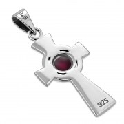 Garnet Celtic Cross Silver Pendant, p492