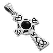 Black Onyx Celtic Cross Silver Pendant, p492