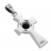 Black Onyx Celtic Cross Silver Pendant, p492