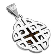 Trinity Knots Amber Silver Pendant, p497