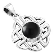 Trinity Knots Black Onyx Silver Pendant, p497