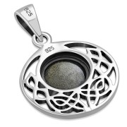 Labradorite Genuine Stone cab Round Celtic Knot Silver Pendant, p498
