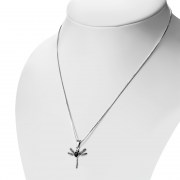 Black Onyx Dragonfly Silver Pendant, p505