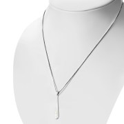 Mother of Pearl Long Drop Silver Pendant, p509