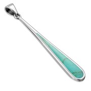 Long Turquoise Drop Sterling Silver Pendant, p509