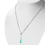 Long Turquoise Drop Sterling Silver Pendant, p509