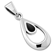 Black Onyx Drop Silver Pendant, p516