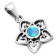 Synthetic Opal Petal Hearts Silver Pendant, p520