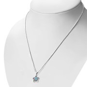 Synthetic Opal Petal Hearts Silver Pendant, p520