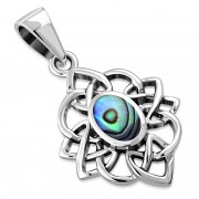 Abalone Shell Celtic Knot Silver Pendant, p522