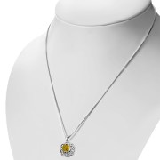 Round Celtic Knot Silver Pendant set w/ Baltic Amber, p529