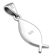 Abalone Silver Jesus Fish Pendant, p531