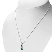 Small Green Agate Celtic Silver Pendant, p554