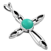 Turquoise Shell Silver Cross Pendant, p561