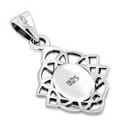 Synthetic Azure Opal Celtic Knot Silver Pendant, p563