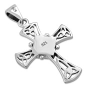 Abalone Shell Celtic Irish Trinity Knot Cross Silver Pendant, p564