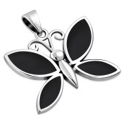 Black Onyx Butterfly Silver Pendant, p570