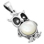 Mother Of Pearl Owl Silver Pendant, p571