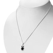 Black Onyx Owl Silver Pendant, p571