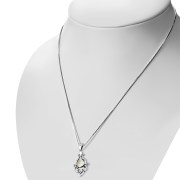 Mother Of Pearl Ethnic Sterling Silver Drop Pendant, p547