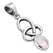 Mother of Pearl Celtic Knot Silver Pendant, p579