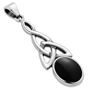 Black Onyx Celtic Trinity Silver Pendant, p587