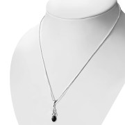 Black Onyx Celtic Trinity Silver Pendant, p587