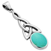 Turquoise Celtic Trinity Silver Pendant, p587