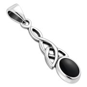Black Onyx Celtic Trinity Silver Pendant, p589