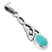 Turquoise Celtic Trinity Silver Pendant, p589