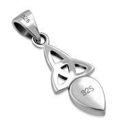 Tiny Abalone Shell Celtic Trinity Knot Silver Pendant